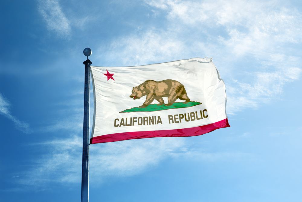 California state flag on pole