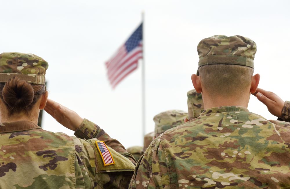military saluting American flag